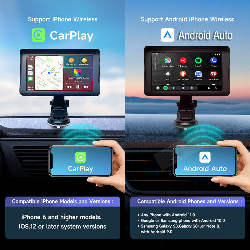 7" Trådlös Carplay-skärm för Bil – IPS Pekskärm med Navigation